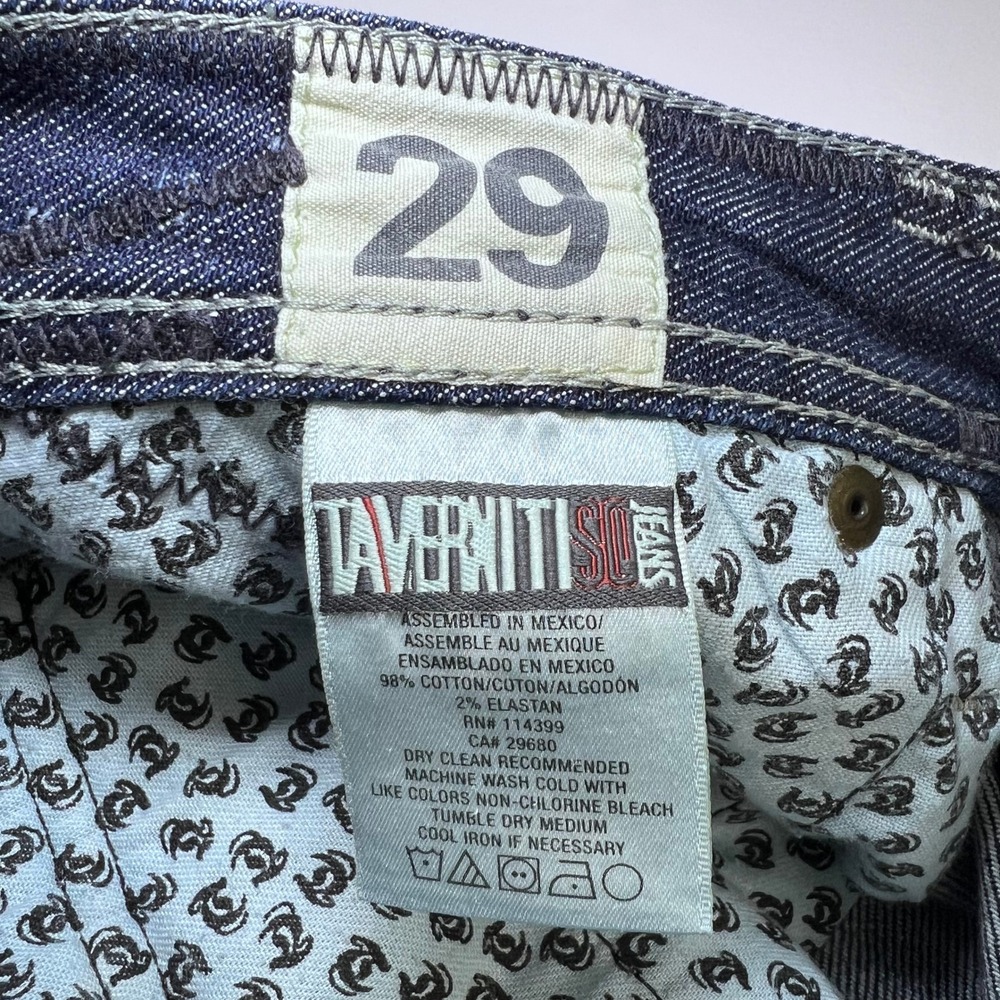 Taverniti So Jeans Janis Punk Women Size 29 Dark Blue Distressed Low Rise Flare - Picture 3 of 13